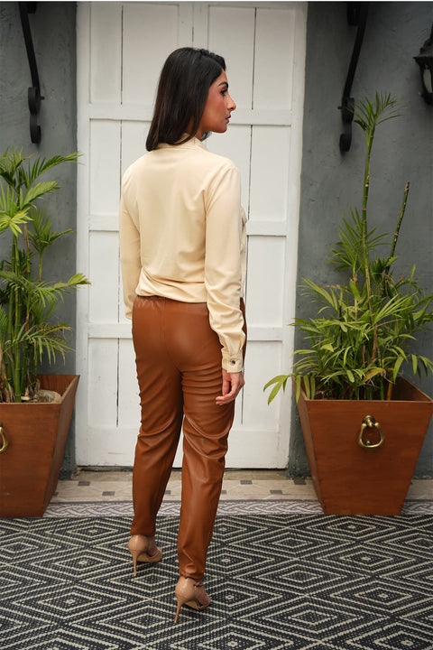 Faux Leather Straight Pant